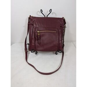 Elliott Luca Maroon Burgundy Slim Faux Leather Crossbody Shoulder Bag